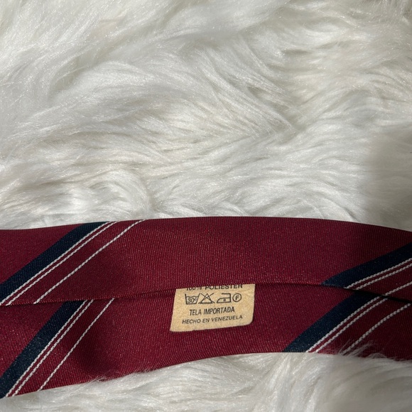 Christian Dior vintage striped red wine men tie logo embroidered - Picture 5 of 6